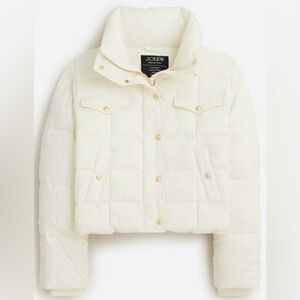 J.Crew Women's Cropped Puffer Jacket With PrimaLoft Size M cream white NWT
